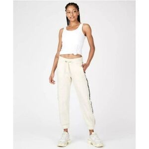Sweaty Betty Liberate 7/8 Cuffed Trousers Joggers Tuxedo Stripe Off White